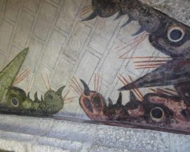 Frescos de dragones descubiertos en las bóvedas de la iglesia de Robledo de Chavela.